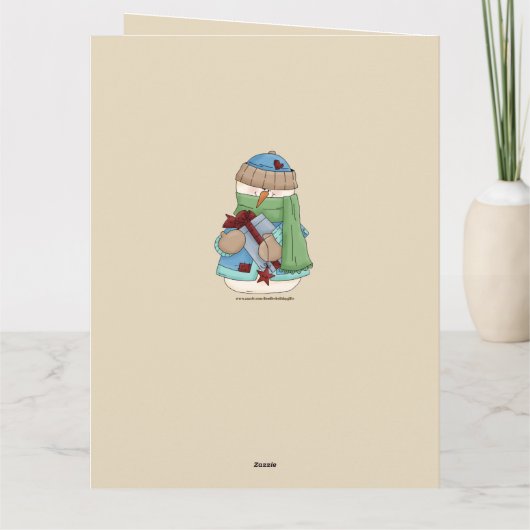 Country sneeuwman bericht kerstkaart toevoegen bedankkaart (Achterkant)