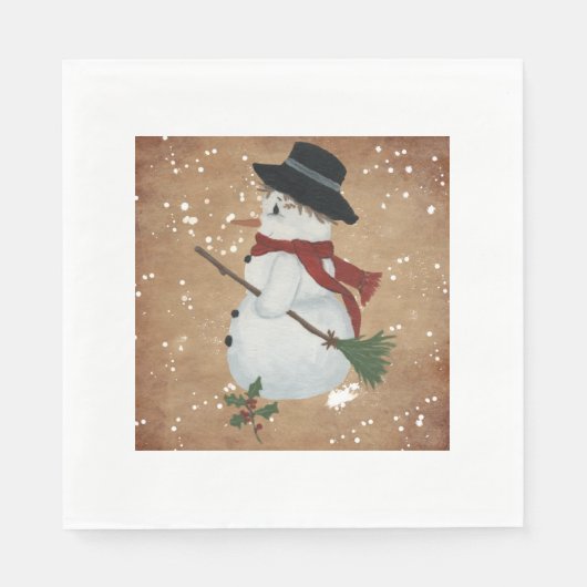 Country Snowman Paper Napkins Servetten (Voorkant)