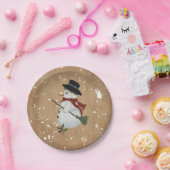 Country Snowman Papier Borden Papieren Bordje (Feest)