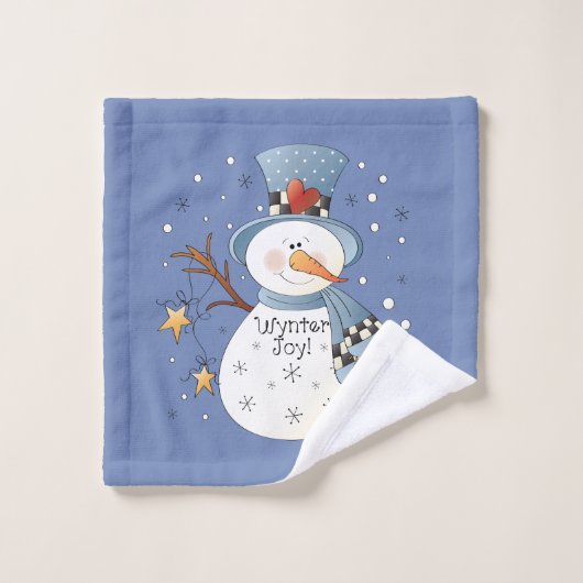 Country Snowman Winter Joy Badhanddoek set Bad Handdoek (Wasdoekje)