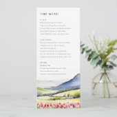 Country Spring Floral Landschap Wedding Menu Kaart (Staand voorkant)