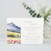 Country Spring Floral Landschap Wedding Receptie Informatiekaartje (Staand voorkant)