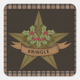 Country Star & Berries Gepersonaliseerde Kerst Vierkante Sticker