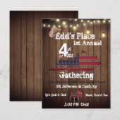 Country stijl 4 juli uitnodiging briefkaart (Voorkant / Achterkant)