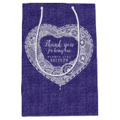 Country stof en kant effect bruiloft gunst tas medium cadeauzakje (Voorkant)