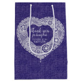 Country stof en kant effect bruiloft gunst tas medium cadeauzakje (Achterkant)