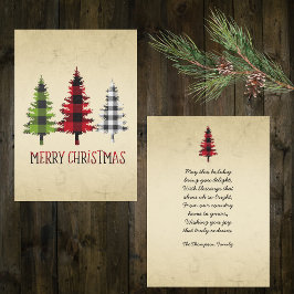 Country Style Buffalo Plaid Kerstbomen Feestdagenkaart
