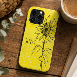 Country Style Gele Stip Hand Getekende Zonnebloem Case-Mate iPhone Case