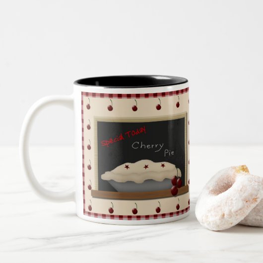 Country Style Kersen Taart Mok (Met donut)