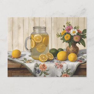 Country Style Limonade Pot, Verse Limoenen, Bloeme Briefkaart