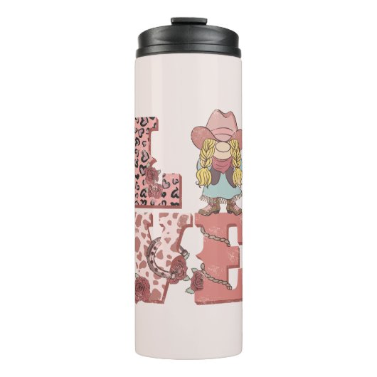  Country-Style "Love" met een Blonde Cowgirl Thermosbeker (Voorkant)