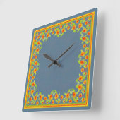 Country Style Marigolds Border Vierkante Wandklok (Hoek)