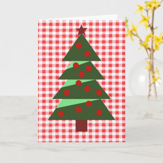 Country Style Nostalgische Kerstboom Art Kaart (Gele Bloem)