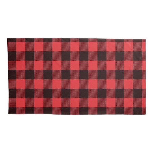 Country Style Red & Black Buffalo Plaid Red Star Kussensloop (Achterkant-Rechts)