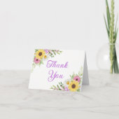Country Sunflower Daisy Floral Wedding Thank You Bedankkaart (Voorkant)
