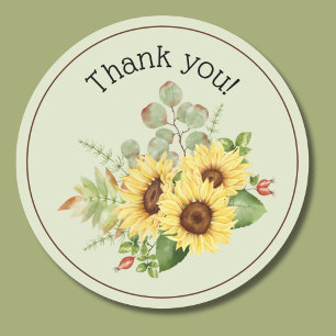 Country Sunflower Dank u Ronde Sticker