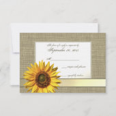 Country Sunflower en Burlap Look Reactie RSVP Kaartje (Voorkant)