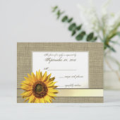 Country Sunflower en Burlap Look Reactie RSVP Kaartje (Staand voorkant)