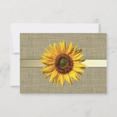 Country Sunflower en Burlap Look Reactie RSVP Kaartje (Achterkant)