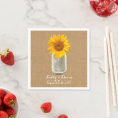 Country Sunflower & Mason Jar Burlap Wedding Servet (Insitu)