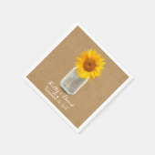 Country Sunflower & Mason Jar Burlap Wedding Servet (Hoek)