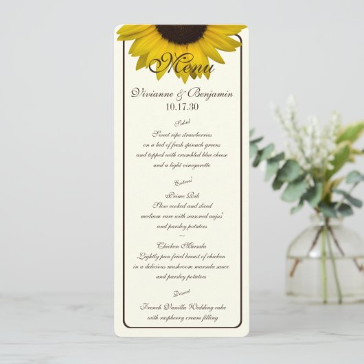 Country Sunflower Menu Card (Staand voorkant)