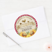 Country Sunflower Red Gingham Check Dank u Ronde Sticker (Envelop)