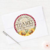 Country Sunflower Red Gingham Check Dank u Ronde Sticker (Envelop)