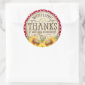 Country Sunflower Red Gingham Check Dank u Ronde Sticker (Tas)