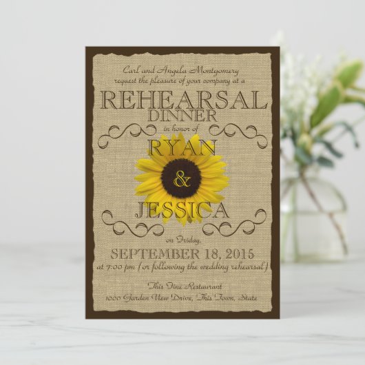 Country Sunflower repetitie diner Kaart (Staand voorkant)