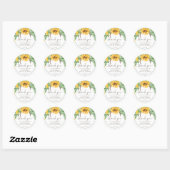 Country Sunflower Script Dank Je Bruidsdouche Ronde Sticker (Vel)