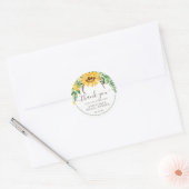 Country Sunflower Script Dank Je Bruidsdouche Ronde Sticker (Envelop)