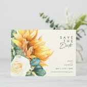 Country Sunflower Script | Horizontaal lichtgeel Save The Date (Staand voorkant)