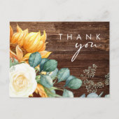 Country Sunflower Script | Hout Weddenschap Hartel Briefkaart (Voorkant)