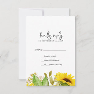Country Sunflower Simple RSVP-kaart RSVP Kaartje