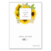 Country Sunflower Weduwmenu Option Place Kaarten (Voorkant)