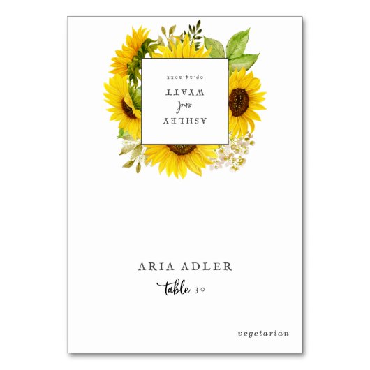 Country Sunflower Weduwmenu Option Place Kaarten (Voorkant)
