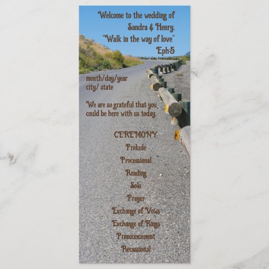 Country Sunflower Westerse Huwelijksprogramma  Programmakaart (Voorkant)