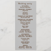 Country Sunflower Westerse Huwelijksprogramma  Programmakaart (Achterkant)