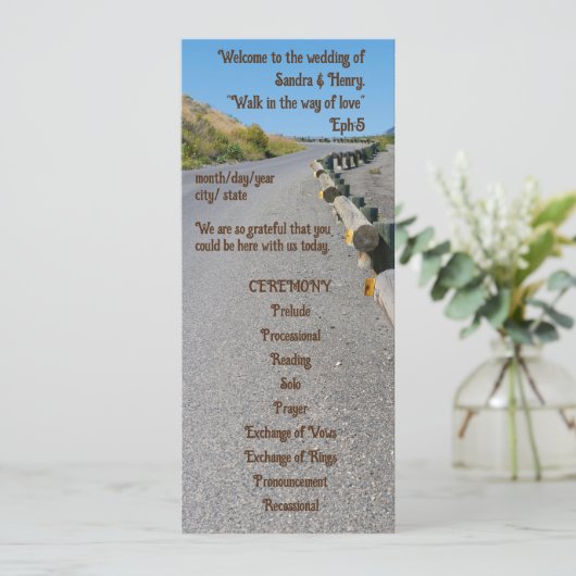 Country Sunflower Westerse Huwelijksprogramma  Programmakaart (Staand voorkant)