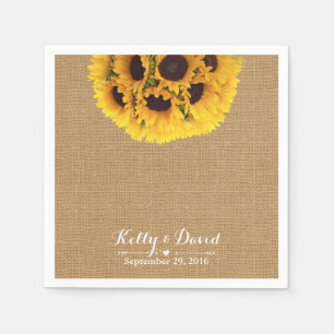 Country Sunflowers Burlap Wedding Servetten