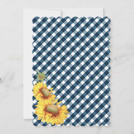 Country Sunflowers Gingham Check Boy Baby shower Kaart (Achterkant)