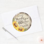 Country Sunflowers Rustic Wood Thank You Label (Envelop)
