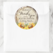 Country Sunflowers Rustic Wood Thank You Label (Tas)