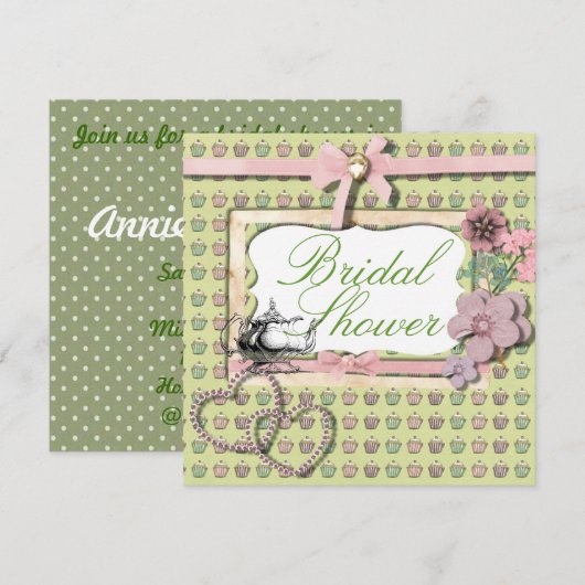 Country Tea Party Bridal Shower Uitnodiging (Voorkant / Achterkant)