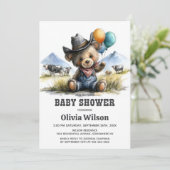 Country Teddy Bear Baby Shower Invitation Kaart (Staand voorkant)
