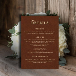 Country Terracotta Wedding Details Enclosure Card Informatiekaartje