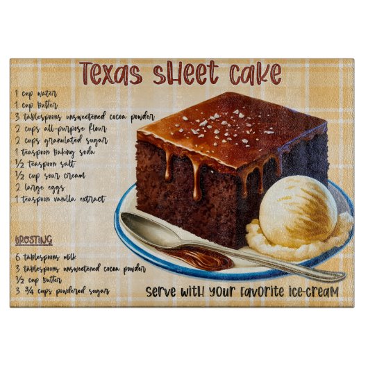 Country Texas Sheet Cake Recept Snijplank (Voorkant)