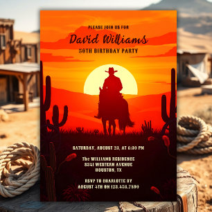 Country Theme Western Cowboy 50ste Verjaardagsfees Kaart