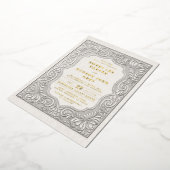 Country Tooled Leather Western Gold Rustic Wedding Folie Uitnodiging (Gedraaid)